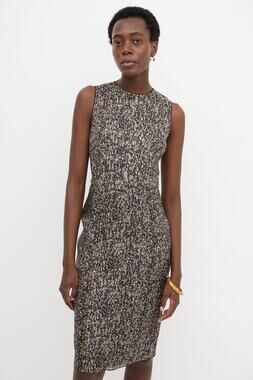 Dolce Gabbana Printed Sequin Sheath Dress 44 IT US 8 Silk Sleeveless Mini Dress